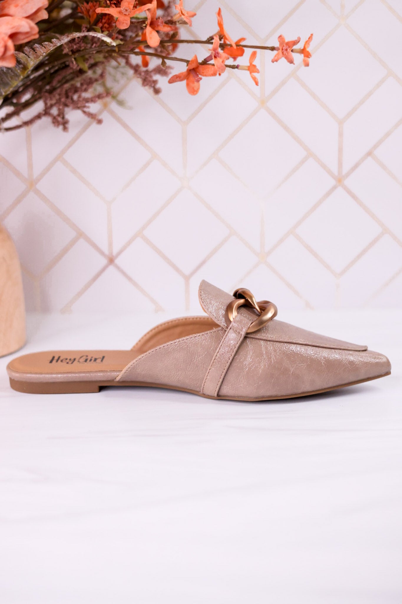 Playin For Keeps Taupe Mules
