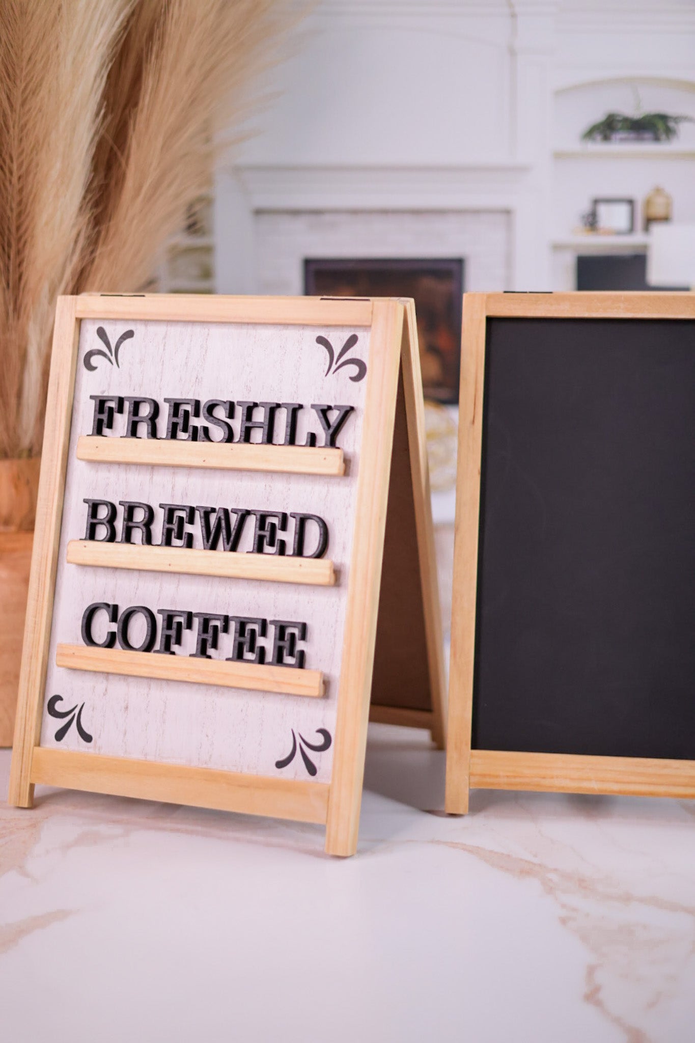 Wooden Tabletop Reversible Coffee/Chalkboard Sign (Two Styles)