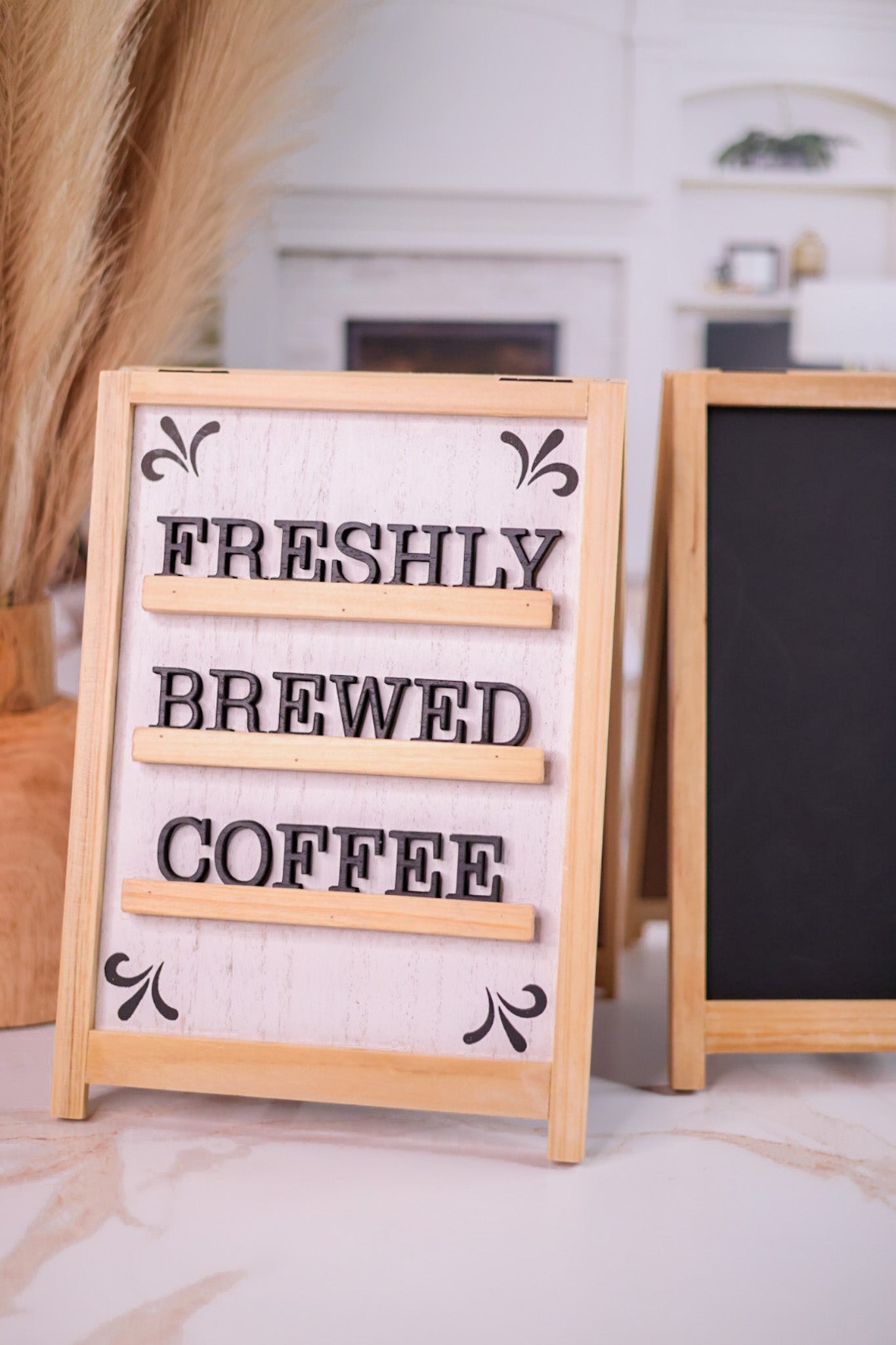 Wooden Tabletop Reversible Coffee/Chalkboard Sign (Two Styles)