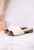 "Mind Your Business" Slip On Sandals In Ivory