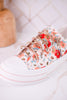 Aman Peach Floral Sneakers With Rhinestone Laces