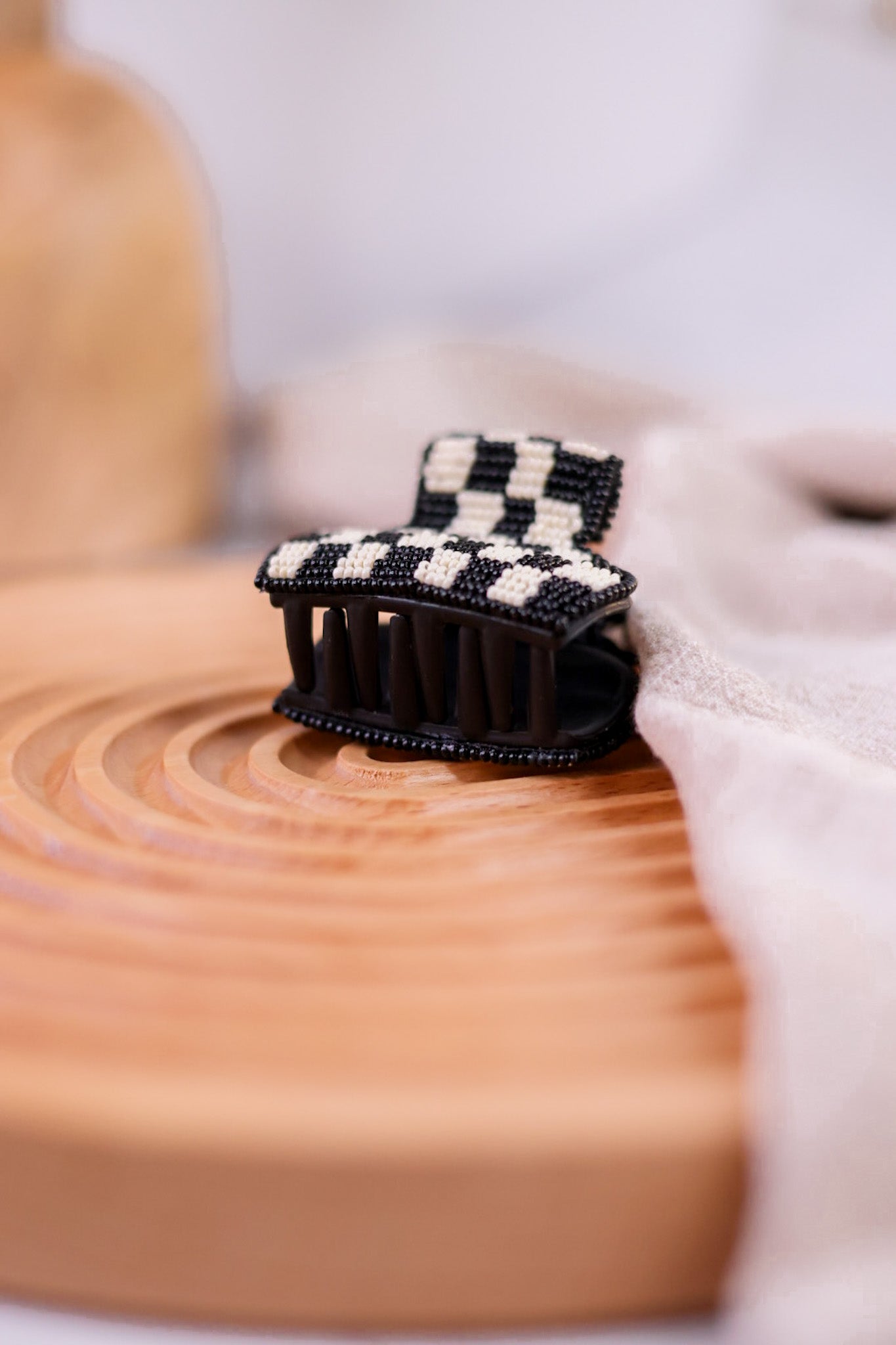 Black and White Checkered Hair Clip