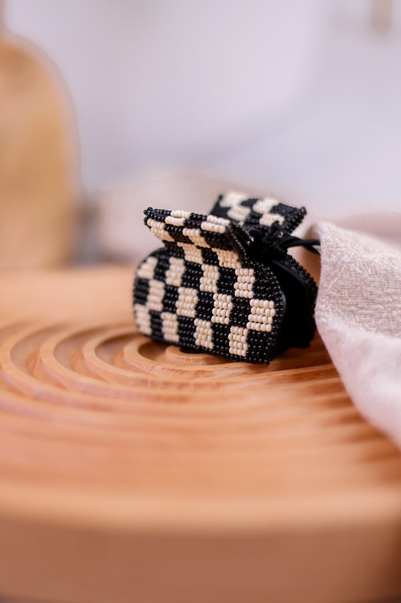 Black and White Checkered Hair Clip