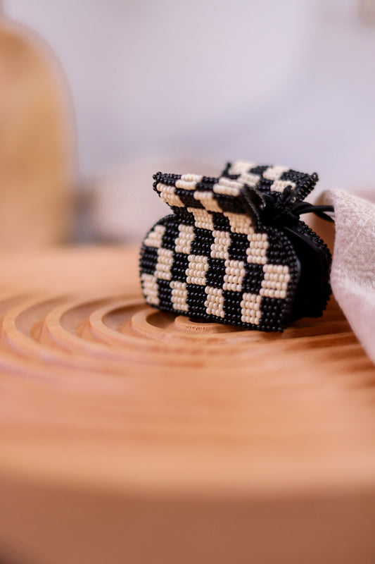 Black and White Checkered Hair Clip