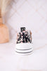 Aman Black & Pink Floral Sneakers WIth Rhinestone Laces