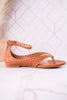 "Don't Be Cringy" Cognac Studded Ankle Strap Sandals