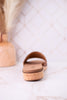 "At Ease" Cognac Slip On Sandals With Stud Accents