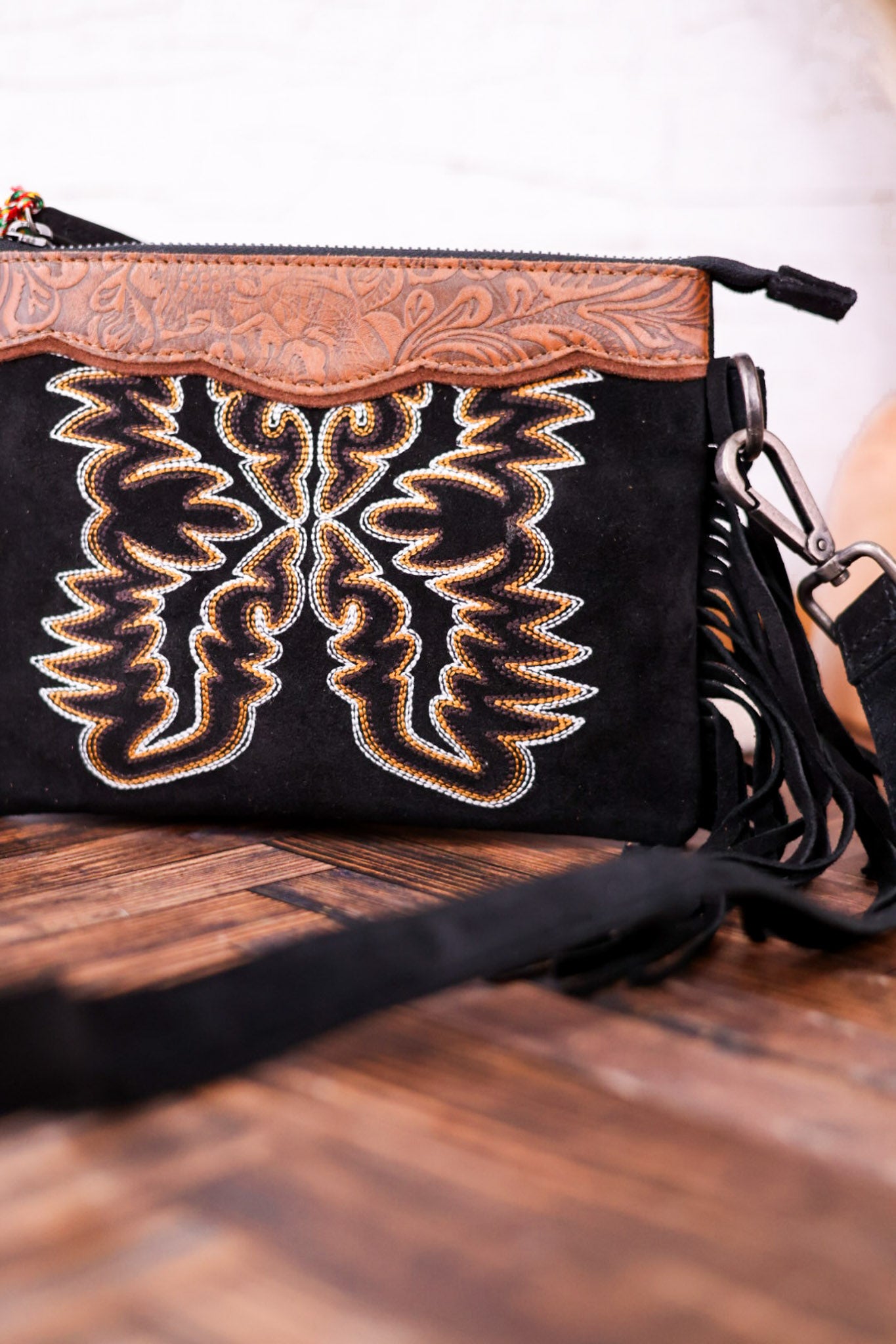 Black and White Checkered Wooden Ornament Whiskey Skies