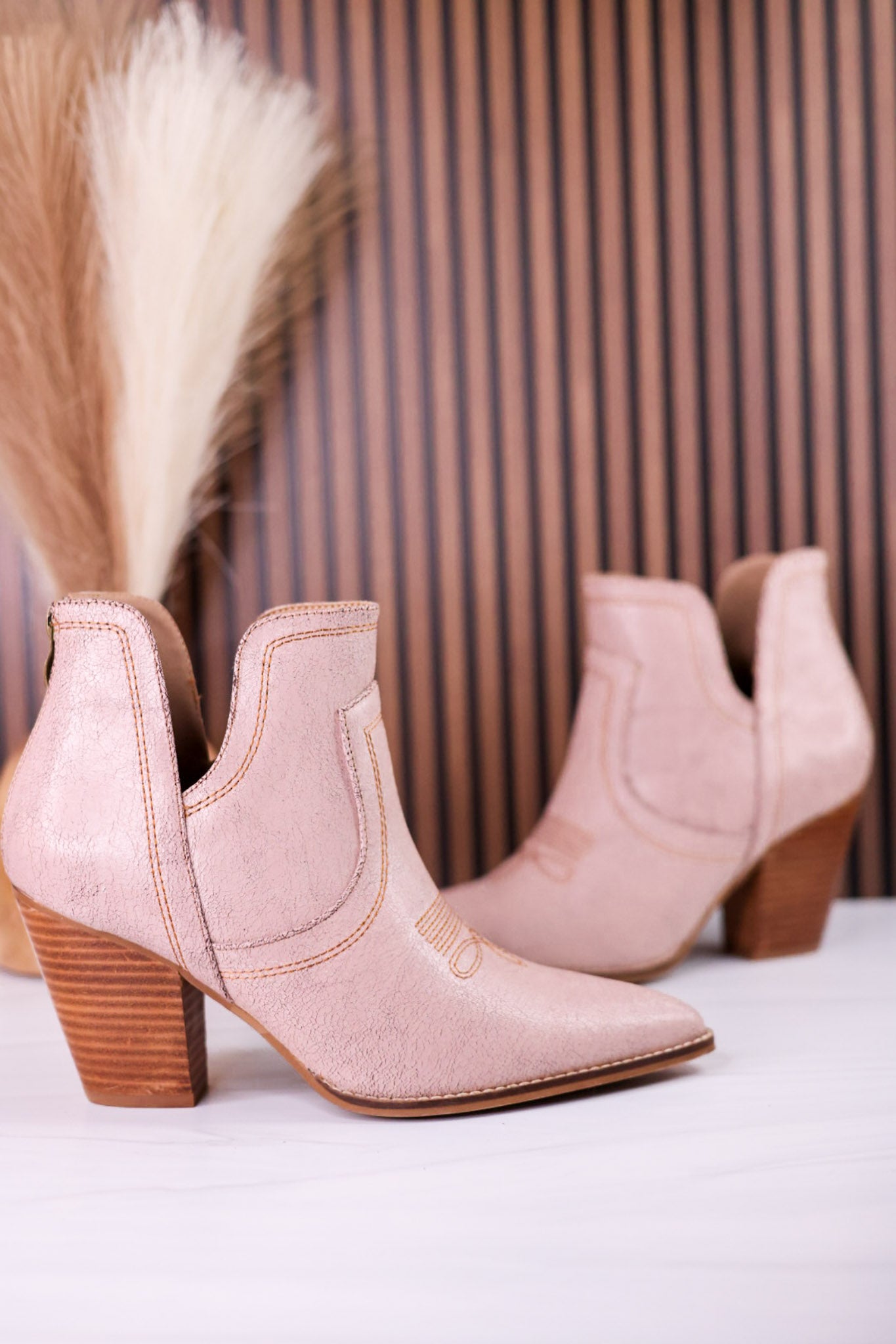 Smoke Show Cream Faux Leather Booties