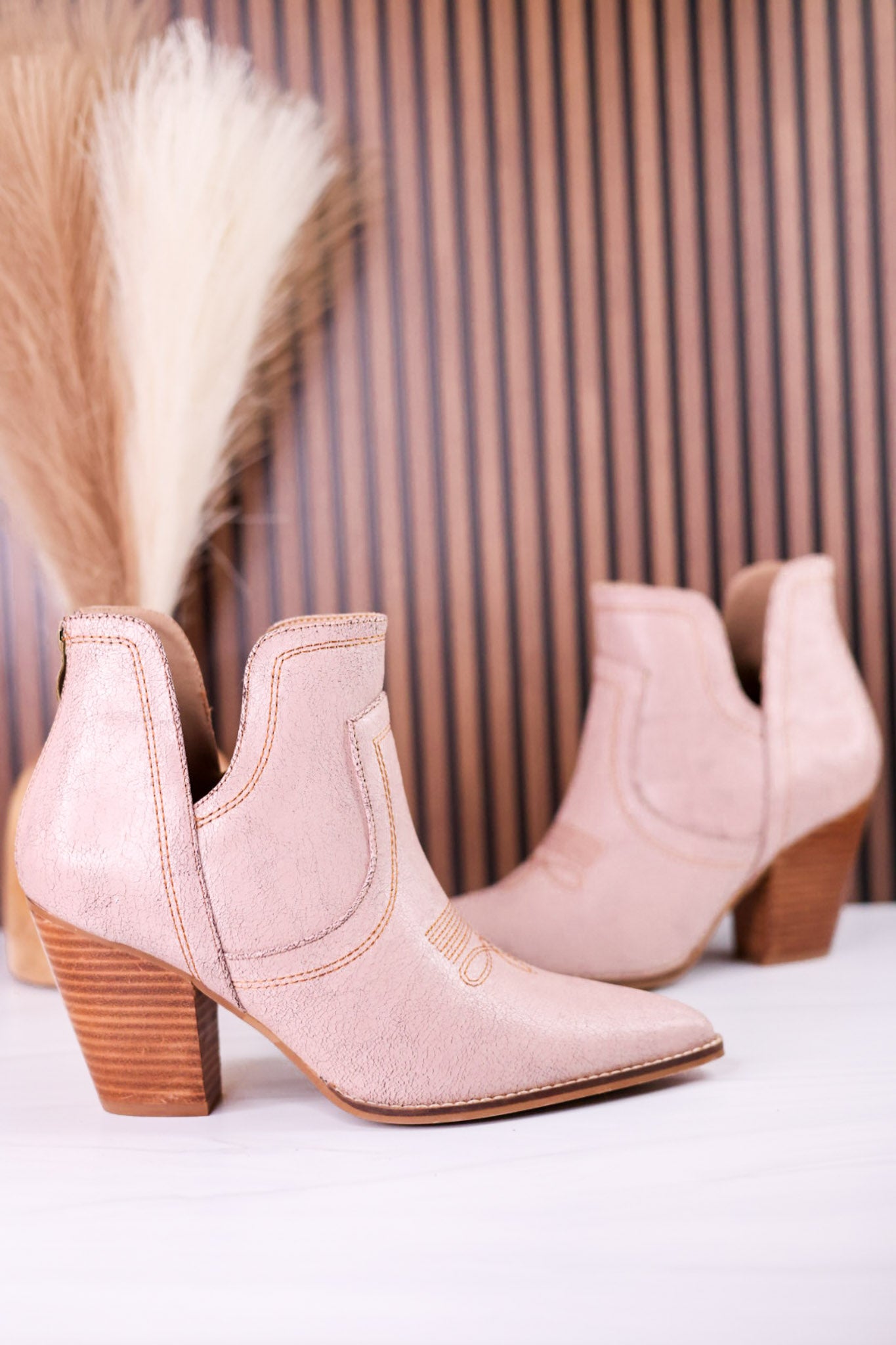 Smoke Show Cream Faux Leather Booties