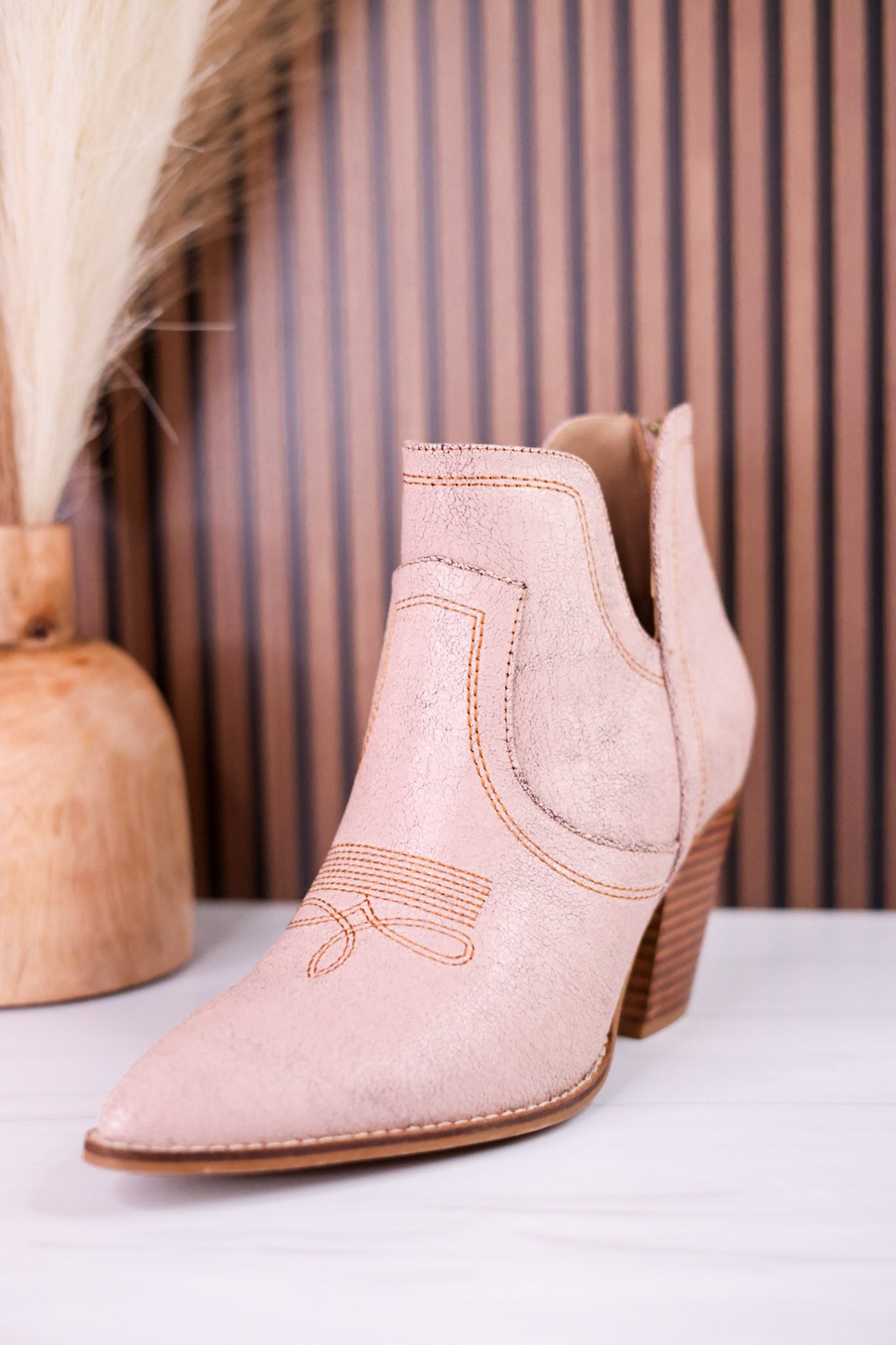 Smoke Show Cream Faux Leather Booties