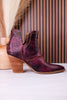 Smoke Show Wine Faux Leather Western Ankle Boots