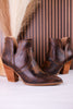 Smoke Show Espresso Faux Leather Western Ankle Boots