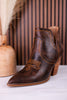 Smoke Show Espresso Faux Leather Western Ankle Boots