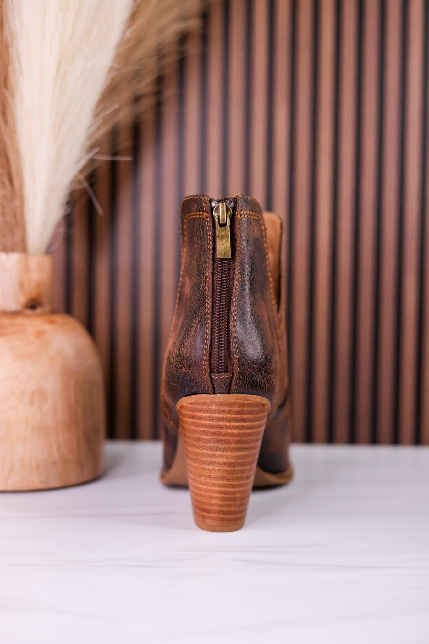 Smoke Show Espresso Faux Leather Western Ankle Boots