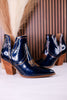 Smoke Show Teal Patent Leather Western Ankle Boots