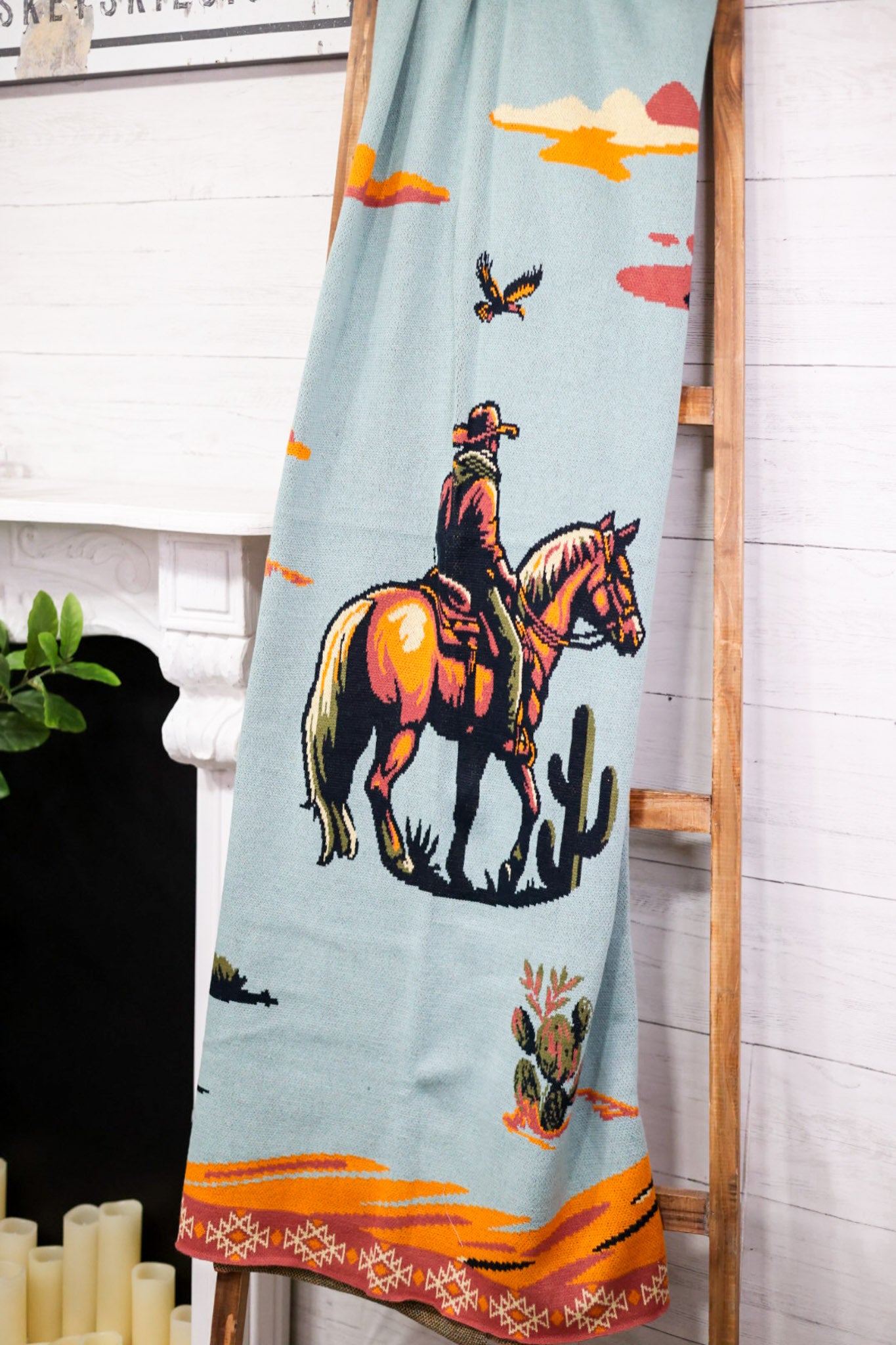 Lone Rider Bronco Throw Blanket