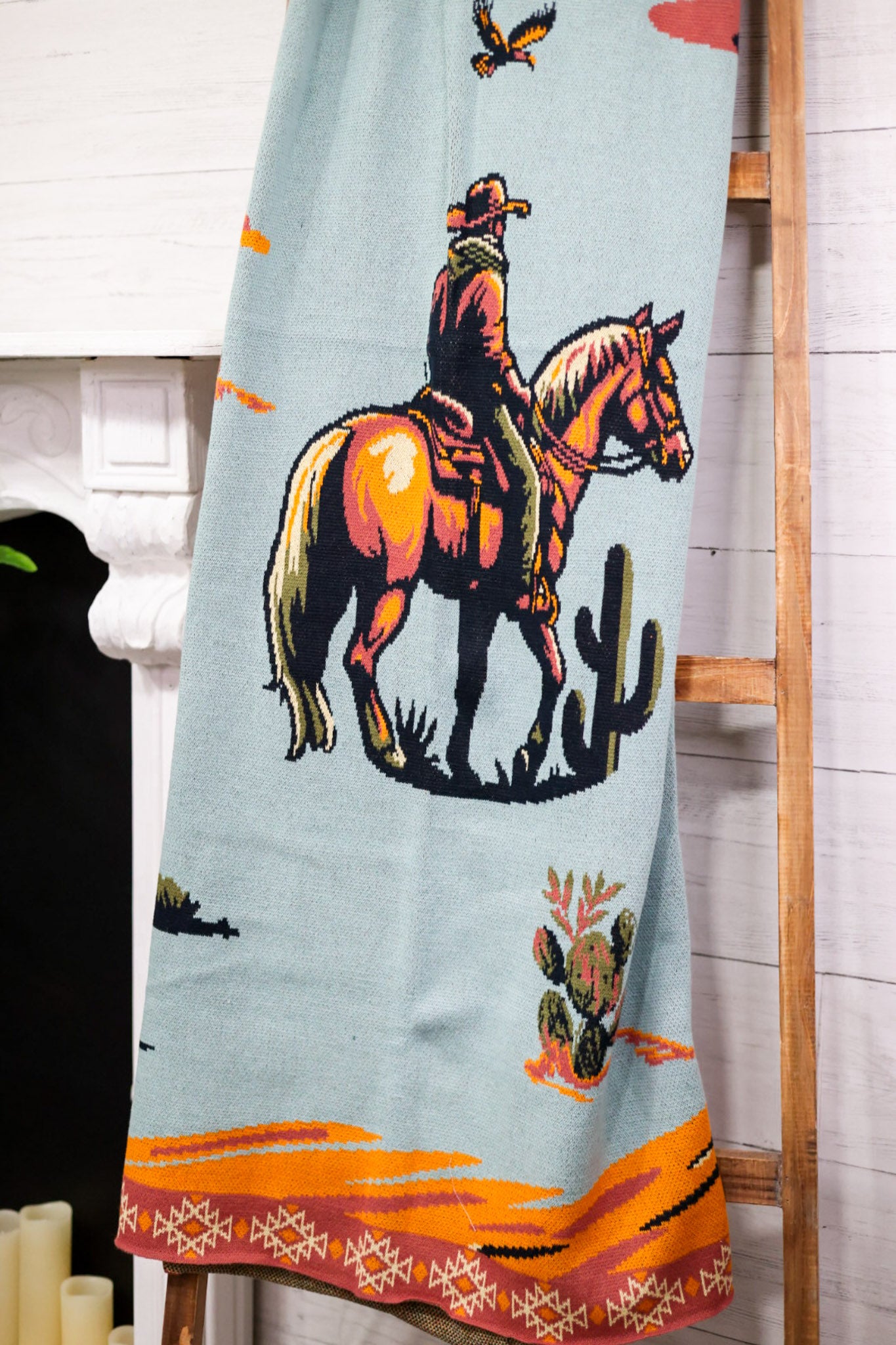 Lone Rider Bronco Throw Blanket