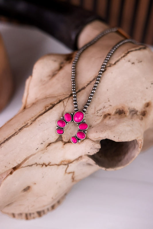Fuschia Squash Blossom Pendant Choker Necklace