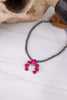 Fuschia Squash Blossom Pendant Choker Necklace