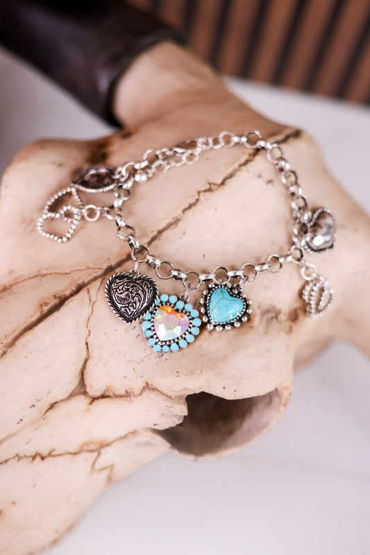 Western Hearts Chunky Charm Bracelet