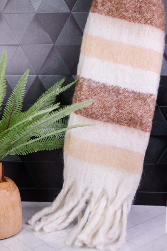 Plaid Fuzzy Fringe Scarf