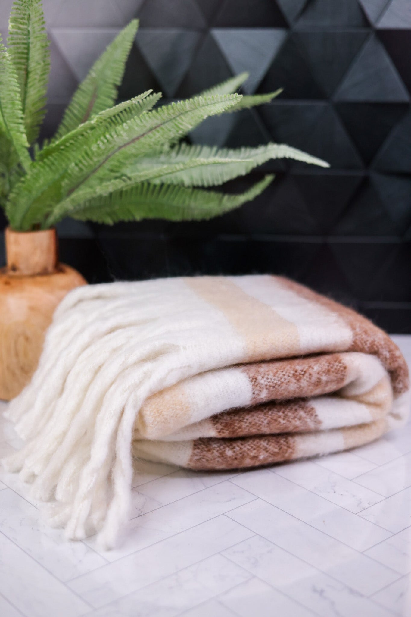 Plaid Fuzzy Fringe Scarf