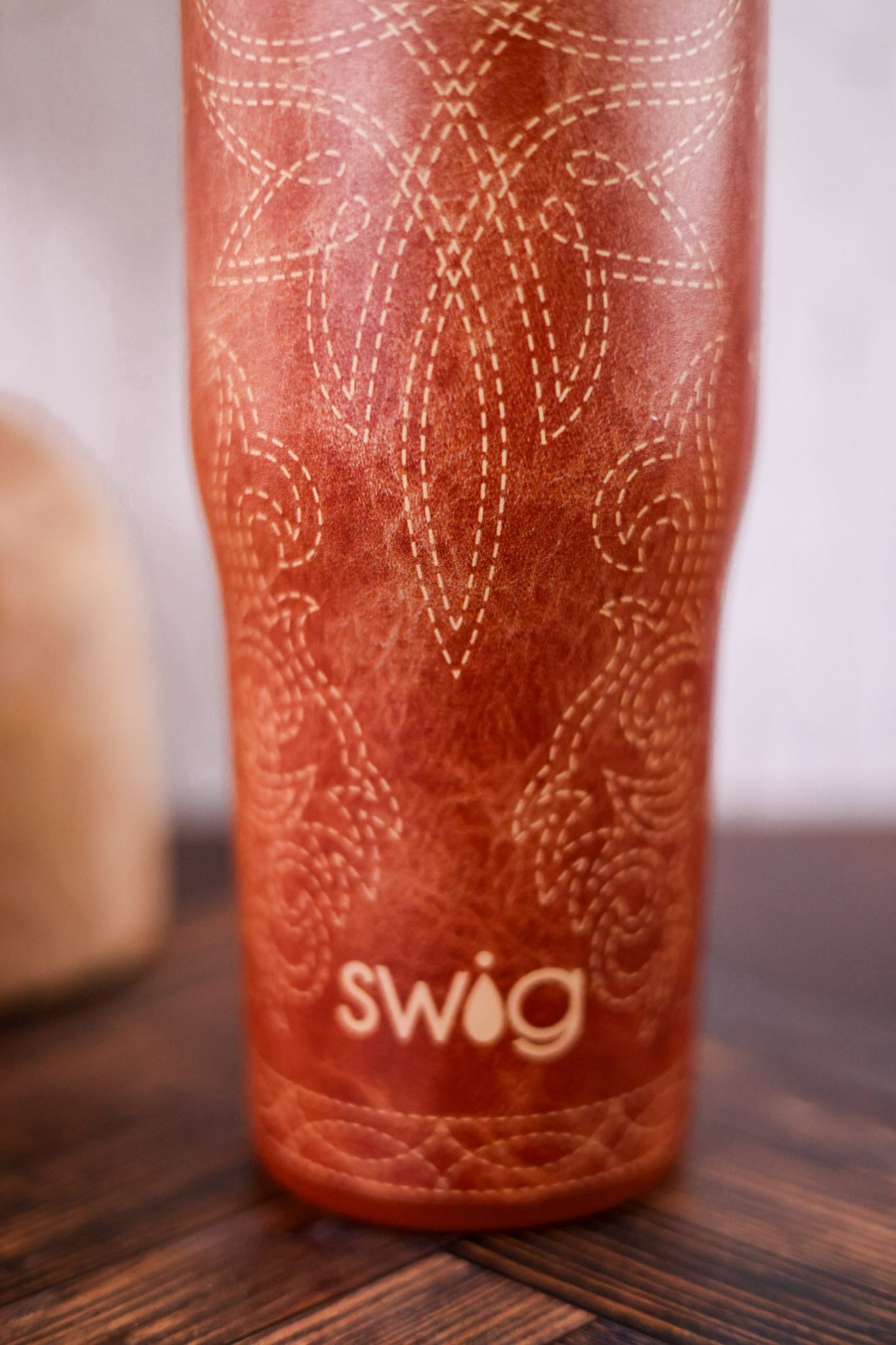 Saddle Stitch Cognac 30oz Leakproof To Go Tumbler