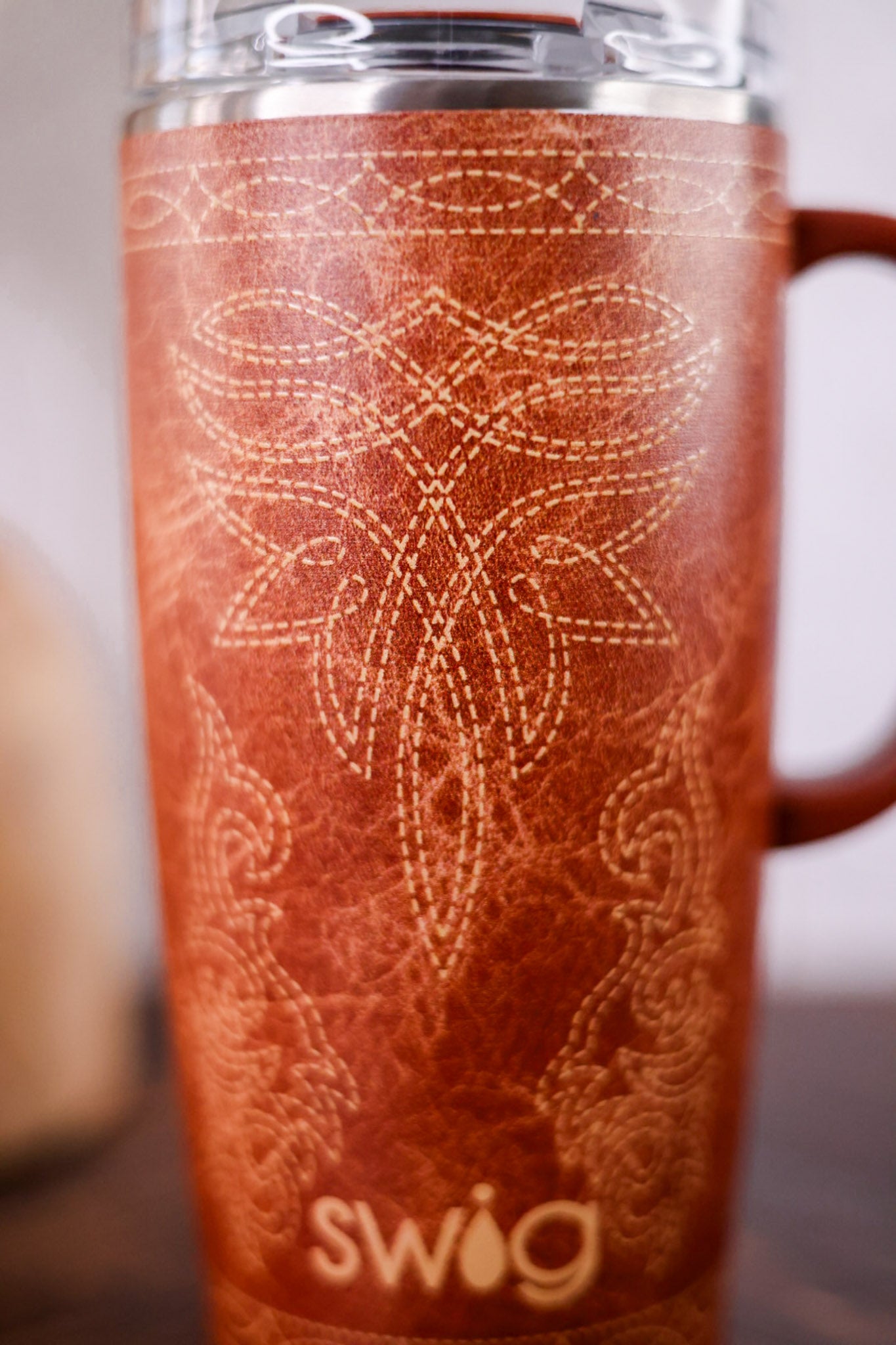 Saddle Stitch Cognac 22oz Travel Mug