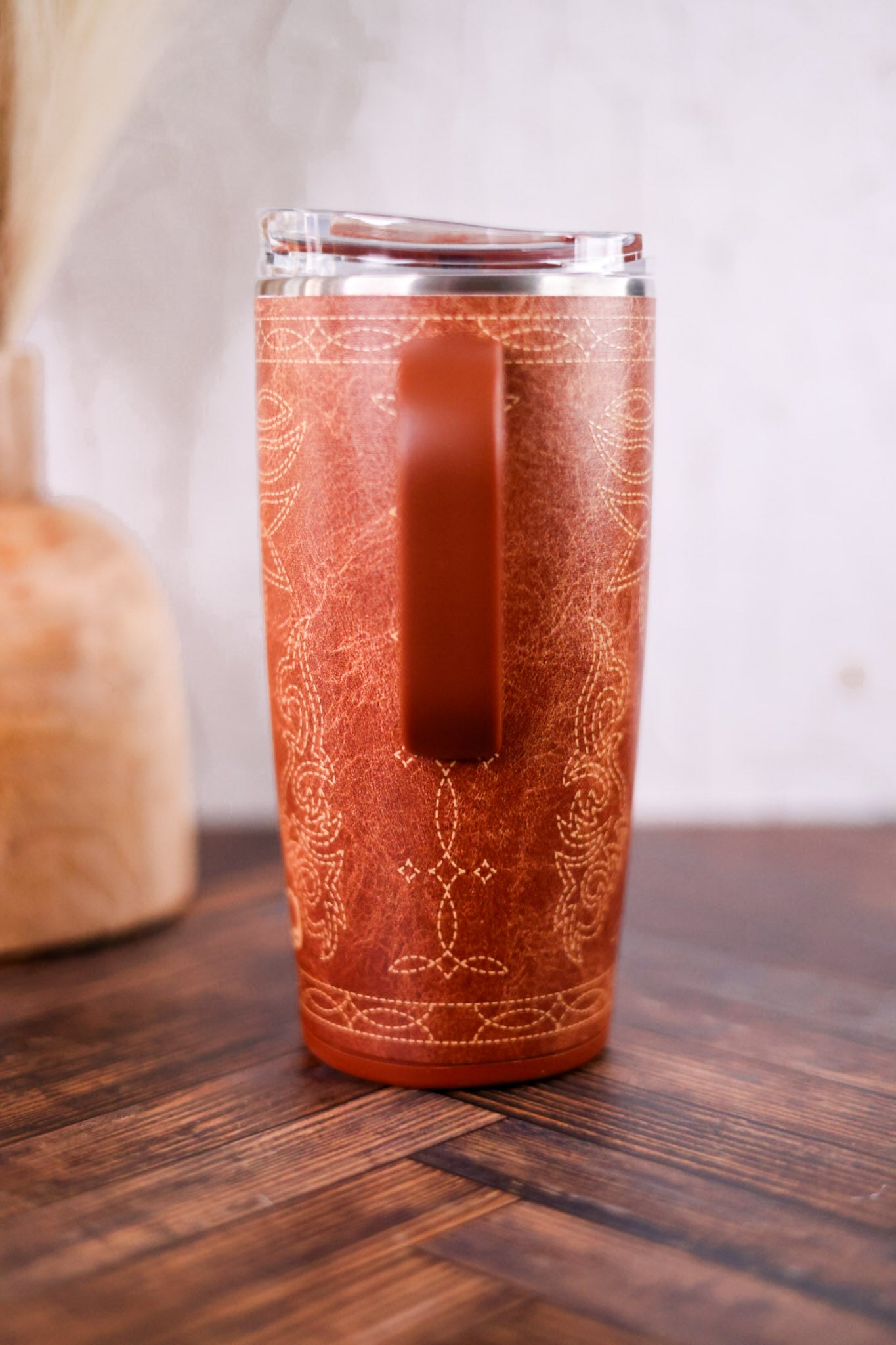 Saddle Stitch Cognac 22oz Travel Mug