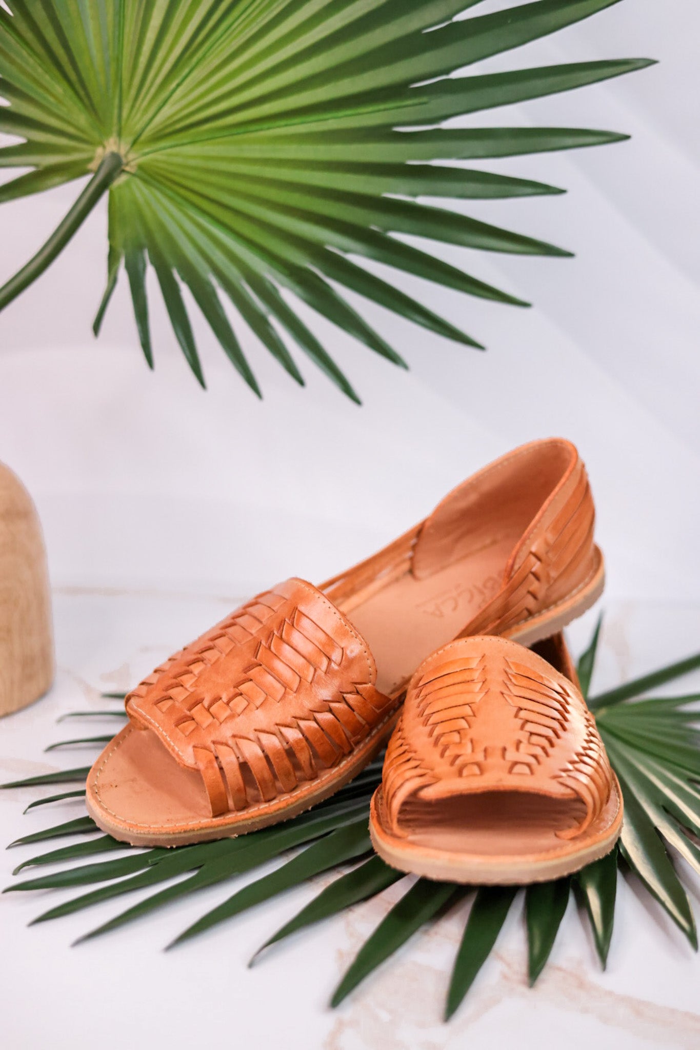 Jared Huarache Woven Tan Slip on Sandals