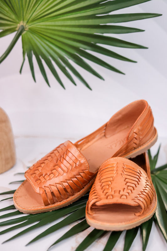 Jared Huarache Woven Tan Slip on Sandals