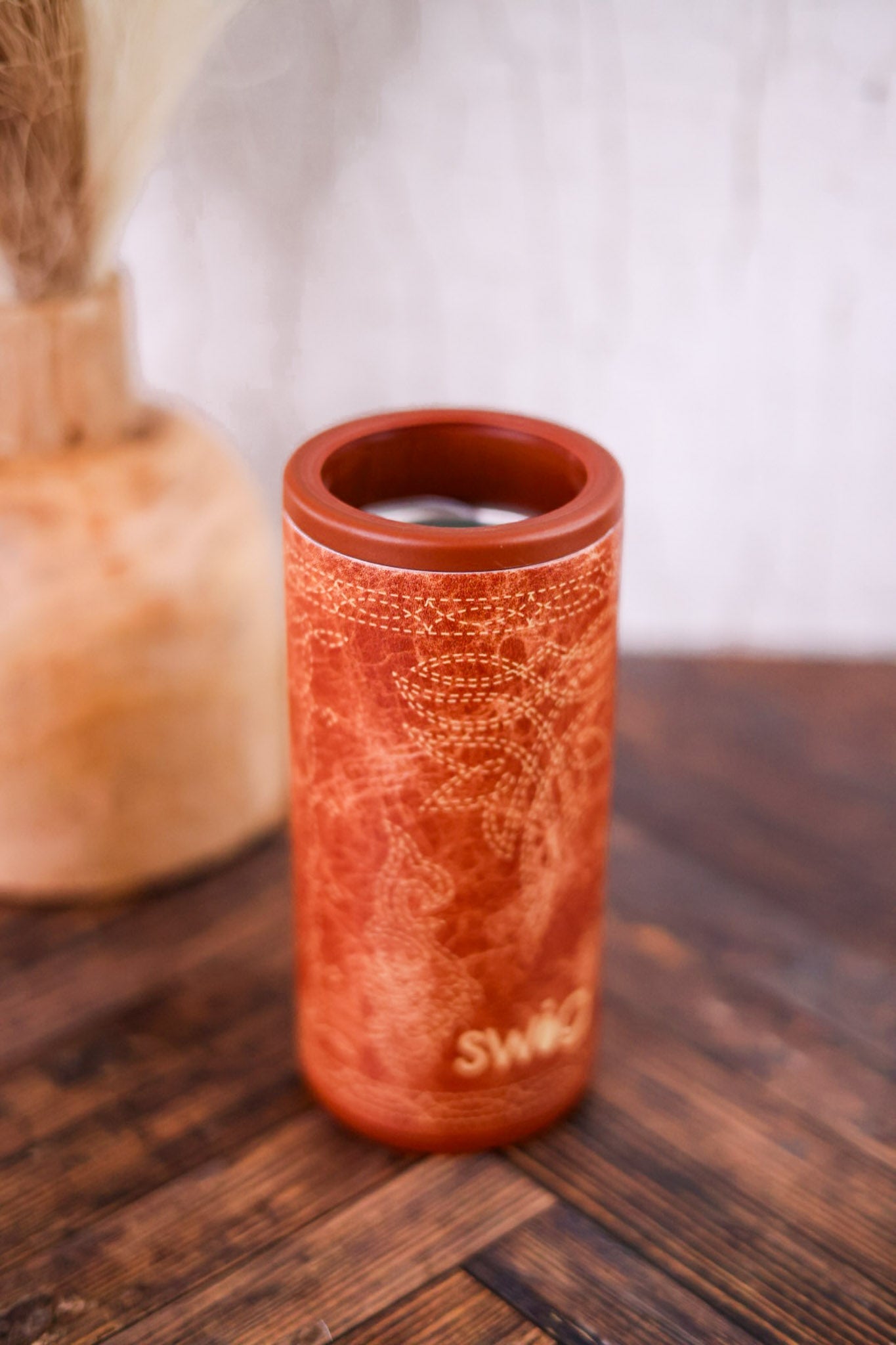 Saddle Stitch Cognac 12oz Skinny Can Cooler