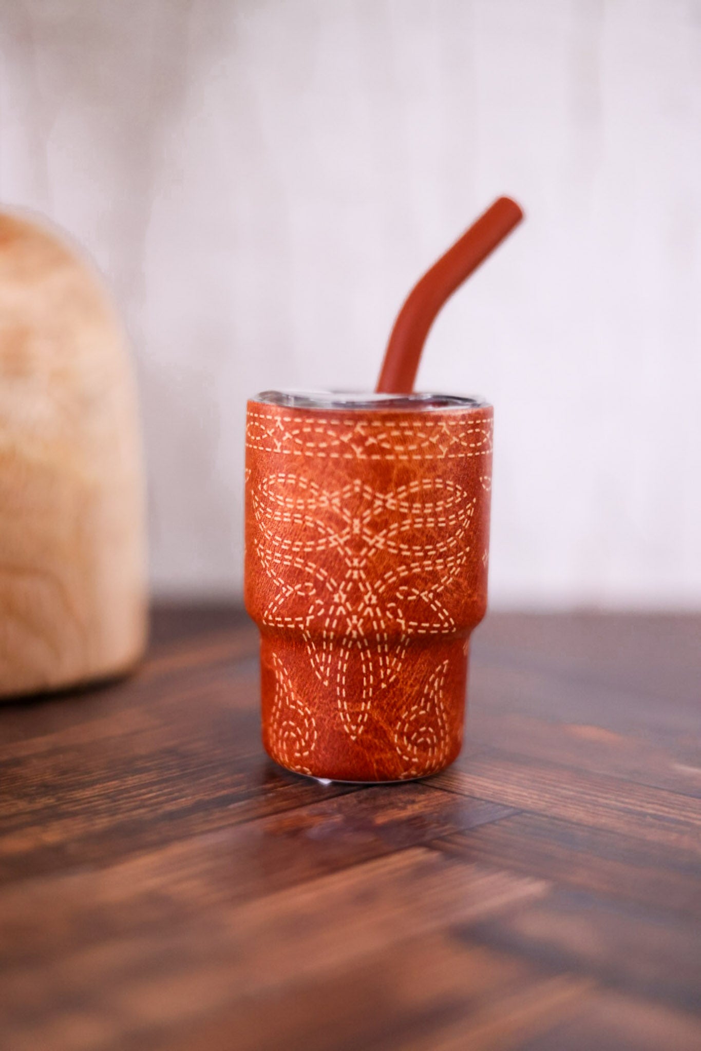 Saddle Stitch Cognac 2oz Tiny Tumbler