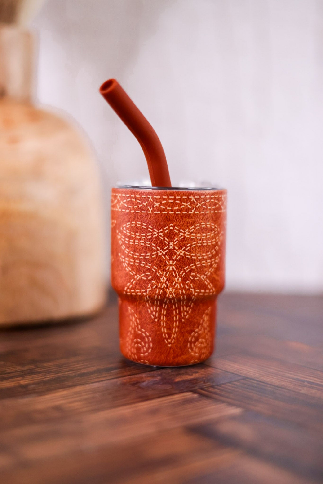 Saddle Stitch Cognac 2oz Tiny Tumbler
