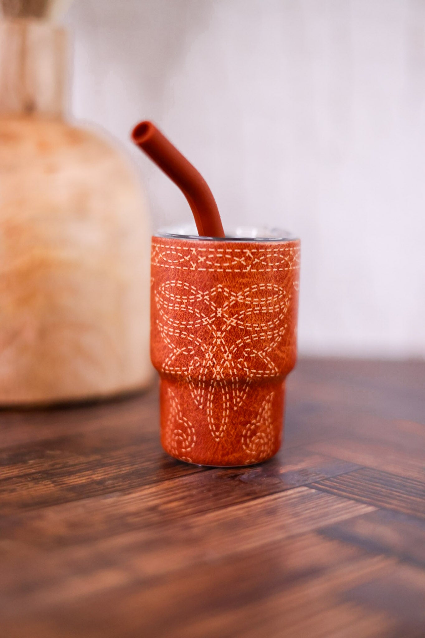 Saddle Stitch Cognac 2oz Tiny Tumbler