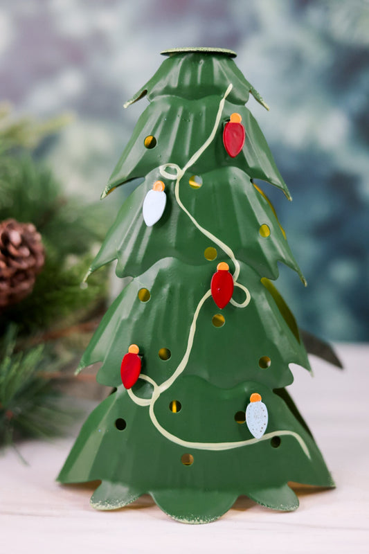 Small LED Christmas Tree Taper Candle Holder