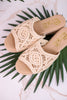 Eureka Ivory Macrame Slide Wedges