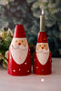 Large LED Light Up Tin Santa Candlestick Holder