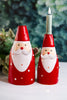 Large LED Light Up Tin Santa Candlestick Holder