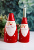 Small Tin LED Light Up Santa Candlestick Holder