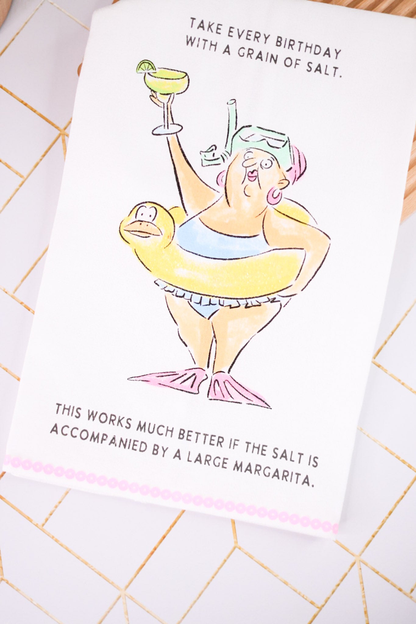 Take Every Birthday With A Grain Of Salt Kitchen Towel