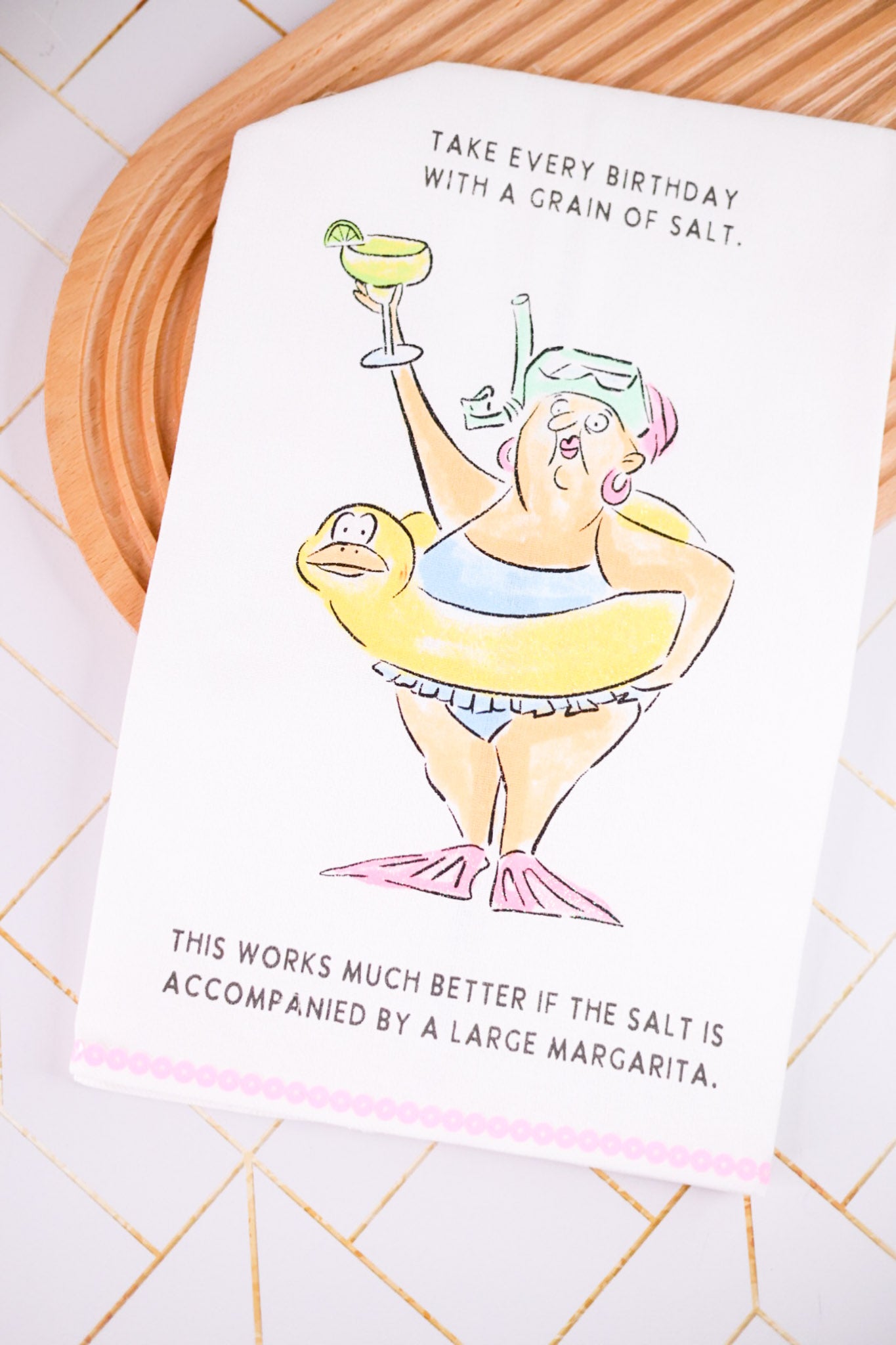 Take Every Birthday With A Grain Of Salt Kitchen Towel