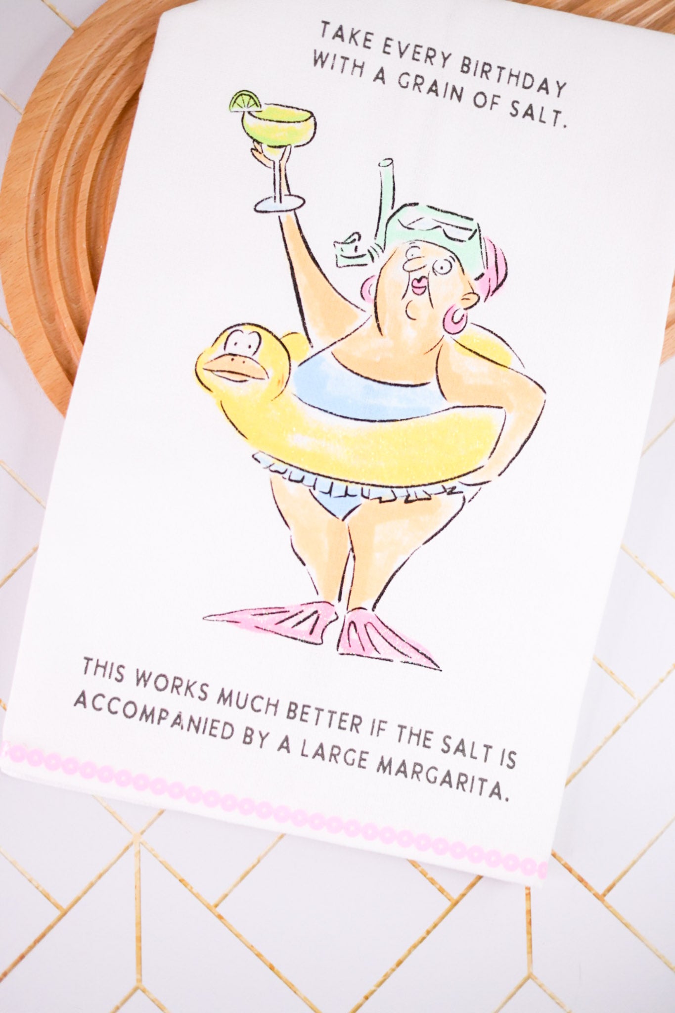 Take Every Birthday With A Grain Of Salt Kitchen Towel
