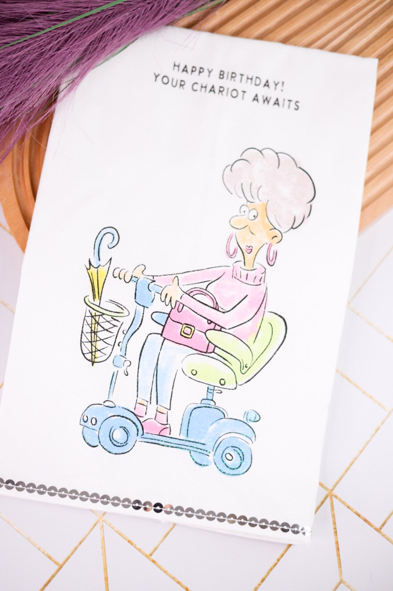 Your Chariot Awaits Glittery Kitchen Towel