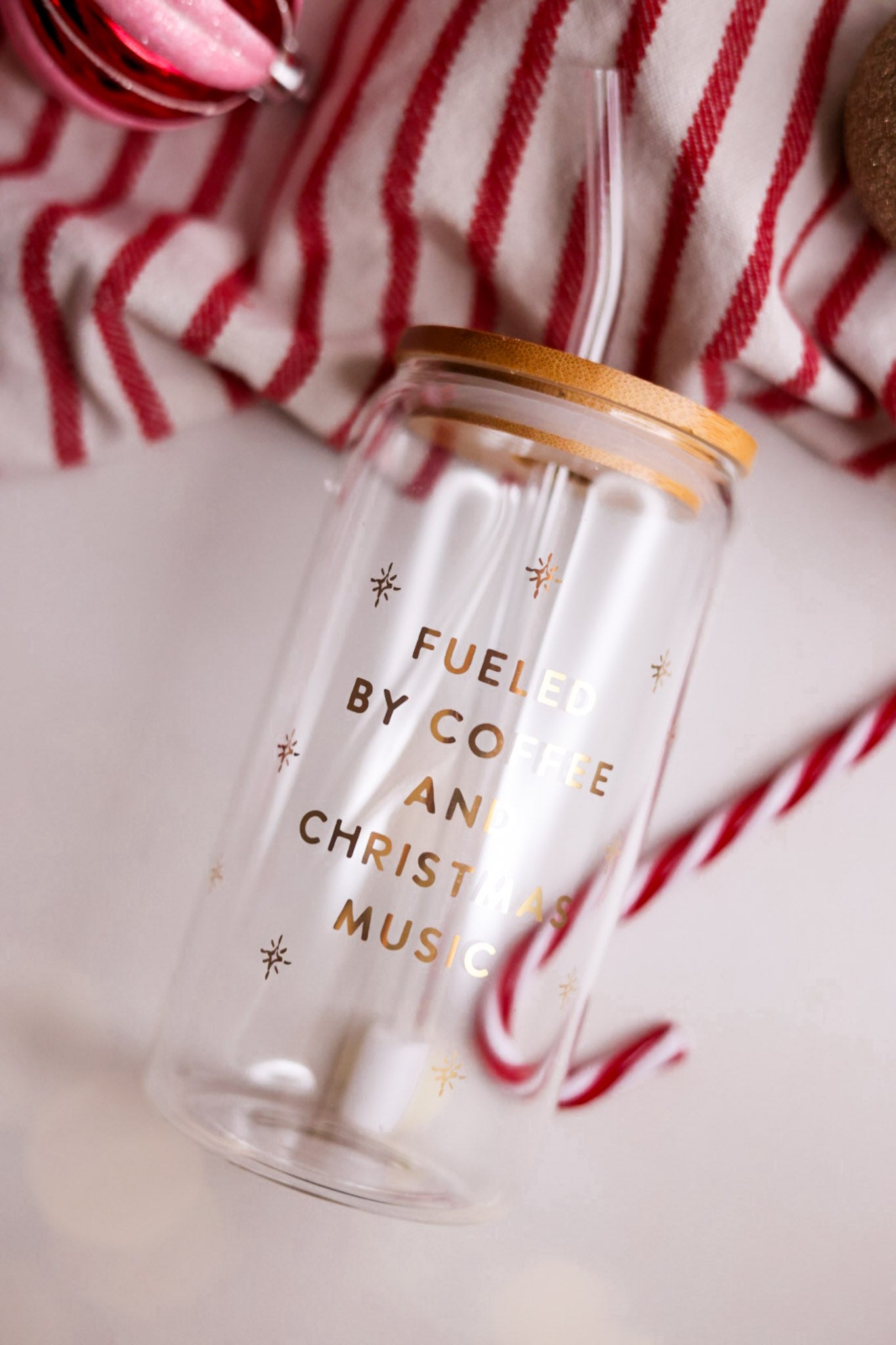 Fueled By Coffee & Christmas Music Glass Tumbler