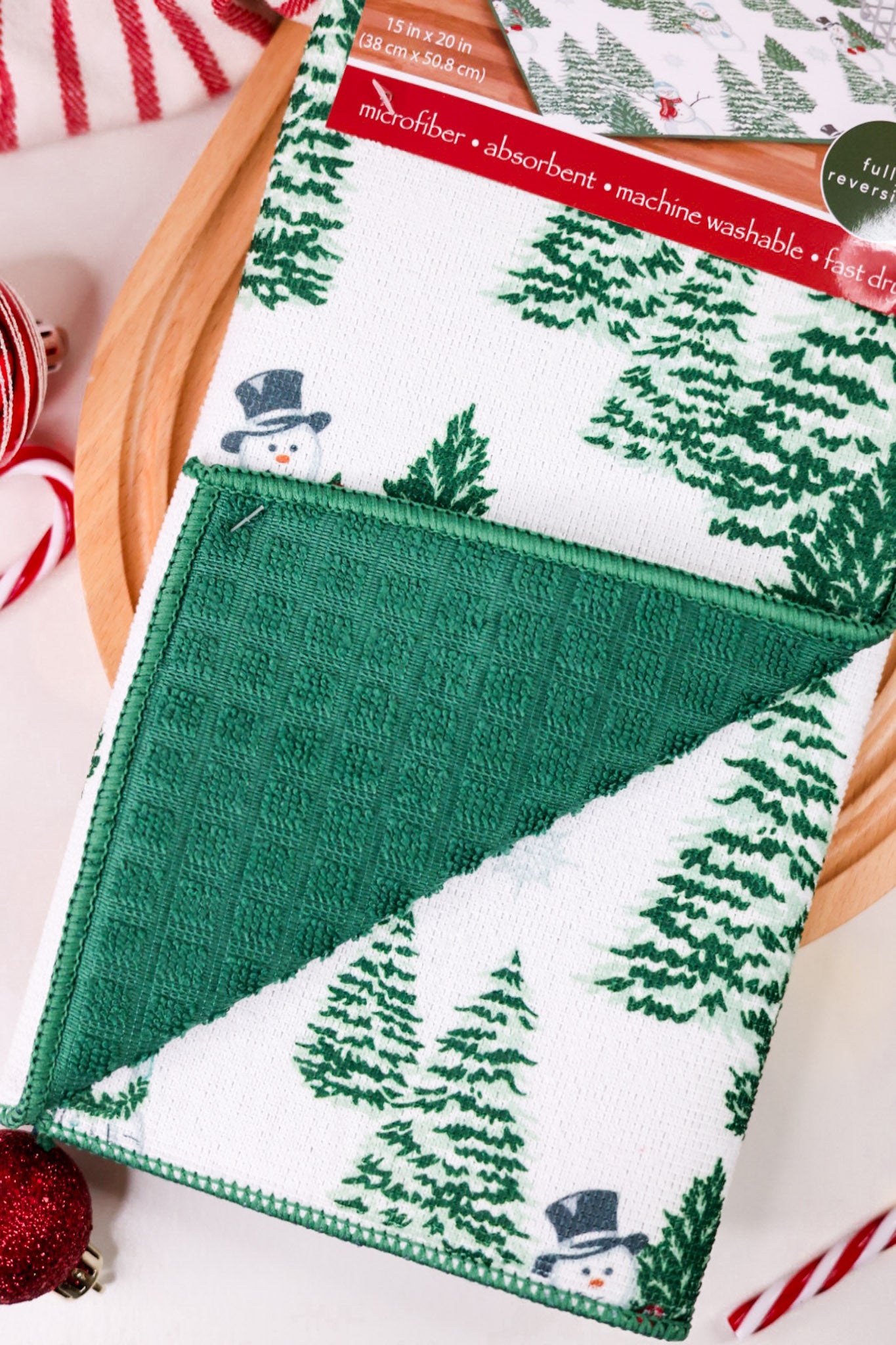 Snowman & Evergreen Kitchen Countertop Drying Mat