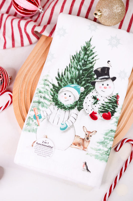 Double Sided Snowmen Kitchen Decorative Towel
