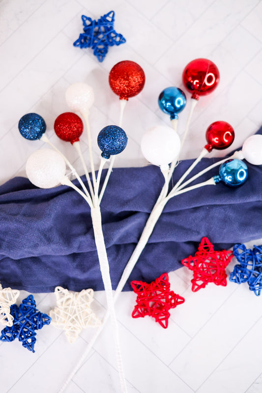 Red, White, & Blue Decorative Ball Pick (2 Styles)