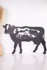 Black Laser Cut Metal Cow with Farm Truck Scene